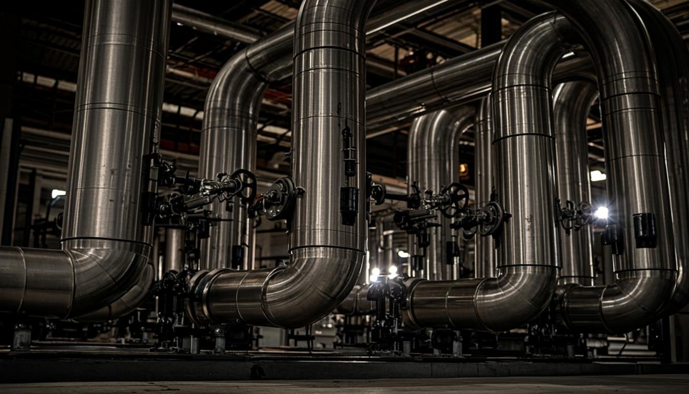 Industrial pipeline system in a modern factory